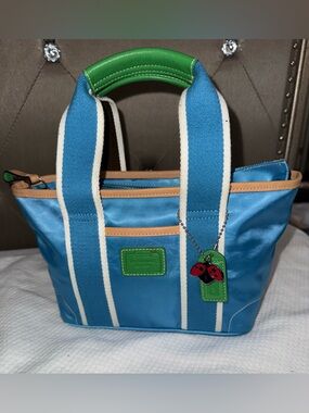 Vintage Coach Hampton Mini Tote Bag with Ladybug Charm Y2K